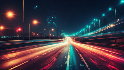 Abstract light background City road light night highway