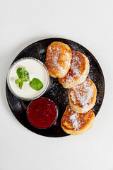 Poster - sweet pancakes with jam and sour cream