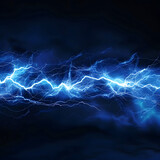Fototapeta  - Blue electrical current moving sideways on a black background 