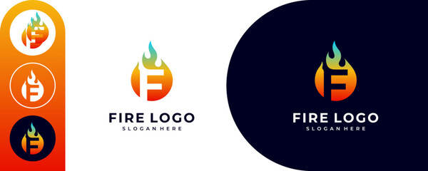 Wall Mural - letter E with fire logo icon design vector design template inspiration