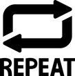 REPEATの文字と循環する矢印、リピートマーク