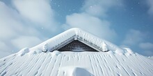 After A Substantial Snowfall During Wintertime The Roof Of A Residence Is Enveloped In A Layer Of White Snow, Generative AI