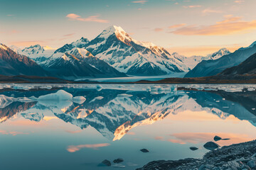 Wall Mural - A breathtaking mountain range at sunrise, with glaciers