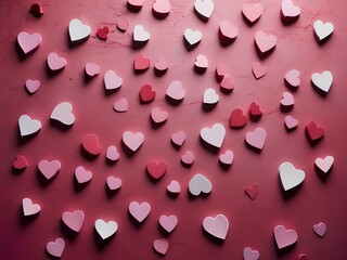 Sticker - valentine red and white hearts abstract background 