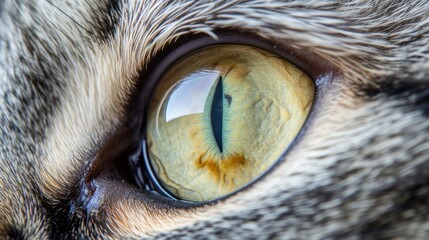 Poster - a close up of a cat's eye with the reflection of another cat's eye in the cat's eye.