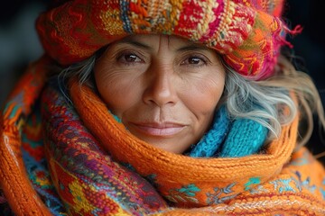 Wall Mural - Old stylish latino woman.