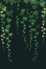Wall Mural - Illustration of green hanging ivy.