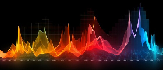 Wall Mural - spectrum analysis of sound waves in various colors and shapes