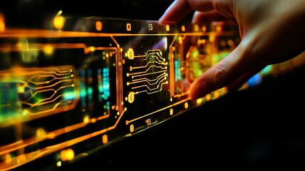 Software developer creating ar program with ai. close-up view