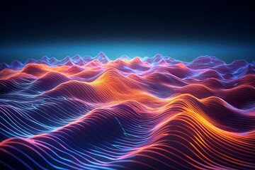 Wall Mural - Fantastic quantum interference pattern of ocean waves: a vivid and colorful 3d illustration