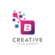 © Sakib - Letter B Logo. B Letter Design Vector. tech pixel logo