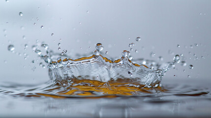 Water splashes and drops isolated on white background.