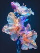 This digital art piece combines flowers with a neon glowing effect, creating a striking and modern visual