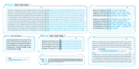 Wall Mural - data entry and text decoding on futuristic interface screen.