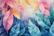 Illustration of composition of colorful leaves in soft pastel watercolors, natural background