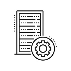 Leinwandbilder - Network server, cloud storage, database backup icon. Remote server service, hosting datacenter, compute and connection infrastructure platform thin line vector pictogram. Web storage center line icon