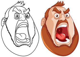 Poster - Two stages of a cartoon face expressing rage.