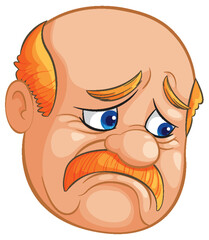 Wall Mural - Vector illustration of a frowning old man's face