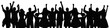© moche style - silhouette of a group of people, celebrating victory, happy. vector illustration