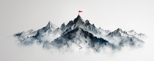 Wall Mural - flag on mountain