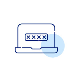 Wall Mural - Laptop and password. Protected personal account. Pixel perfect vector icon