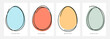 Easter Set. Hand drawn black lines and color egg shapes. Collection of festive templates for Easter holiday graphic design. Vector illustration.
