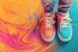 kids junior sport sneaker shoes banner for footwear commercials and retail offers as wide poster with copyspace area - generative ai