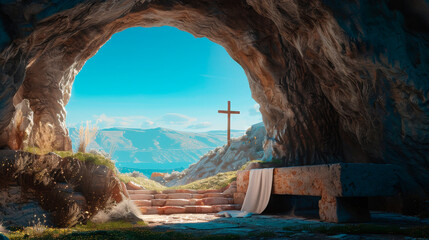 Resurrection Morning: The Empty Tomb of Christ at Sunrise, Symbolizing Easter's Promise