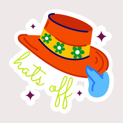 Wall Mural - Here’s a flat sticker depicting hats off 