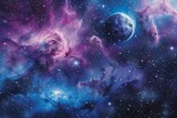 Fototapeta Kosmos - Liquid galaxy background made of paint Generative Ai 