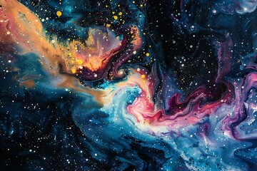 Wall Mural - Liquid galaxy background made of paint Generative Ai 
