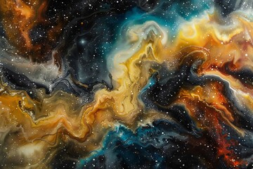 Wall Mural - Liquid galaxy background made of paint Generative Ai 