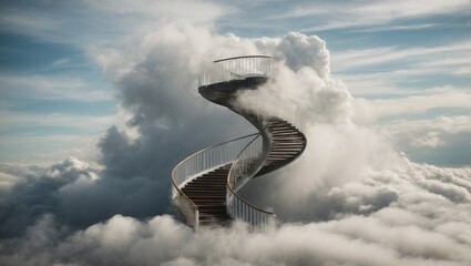 Wall Mural - stairway in clouds