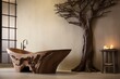 Earth-Toned Bathroom Designs: Lush Indoor Tree Branch Vase for a Natural Touch