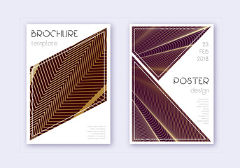 Poster - Triangle cover design template set. Gold abstract