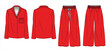 Long sleeve shirt Women's top and bottom Set pajama set and flared long pant sleep wear set fashion flat sketch vector illustration template. cad mockup