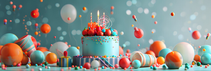 Wall Mural - birthday cake with balls