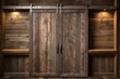 Rustic Barn Door Drawer Unit: Home Interiors Against Barn Door Wall