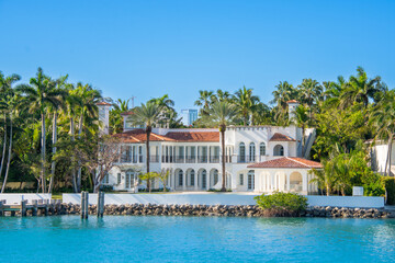 architecture along the south canal of miami in florida, usa