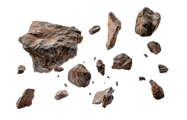 Wall Mural - falling rocks isolated transparency background.