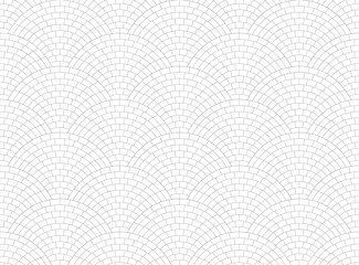 Wall Mural - Black and white geometric grid. Small square tiles arranged in concentric arches. Mosaic flooring with a traditional design in pebbles or porphyry. Seamless repeating pattern.