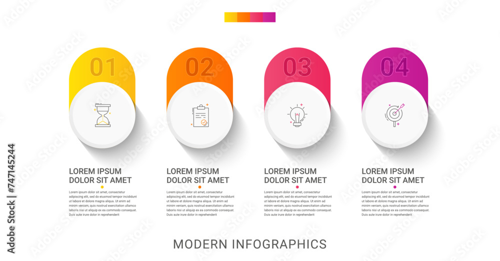 Vector timeline infographics template with four circles and options ...
