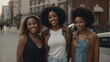 © Светлана Мяндина - Three smiling African American girls, women. Family, sisters, friends, loved ones.