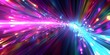 3d render, abstract colorful neon background. Speed of light, motion blurry lines and bokeh lights. Digital wallpaper, Generative AI