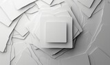Fototapeta Przestrzenne - 3d render, loop animation of abstract minimal white background twisting. Geometric shapes spin. Rotating deck of square blank cards, Generative AI