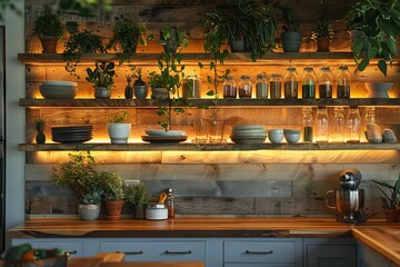 Wall Mural - Eco-Conscious Kitchen Design with Natural Vibe

