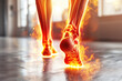Legs burning in fire, heel spur, woman's leg hurts, pain in the foot, skin diseases concept