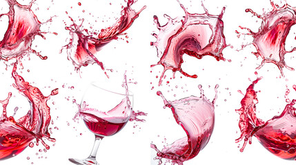 Poster - Set of swirling and splashing red wine