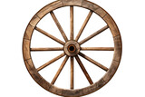 Fototapeta  - Wooden wagon wheel isolated on transparent and white background.PNG image.	