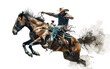 Rodeo Cowboy Bronco Ride on Transparent Background